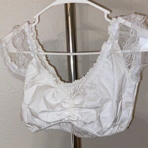 White Lace Trimmed crop Top